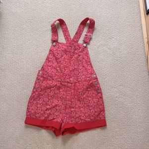 Urban Outfitters Red Overall Shorts